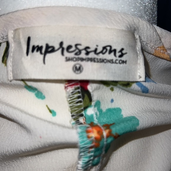 Cream Floral Shift High Low Tie Front Top Sz.M - Picture 5 of 5